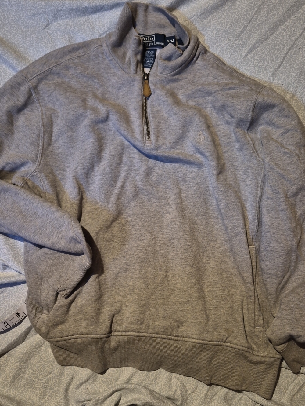 Polo by Ralph Lauren Men's Light Gray Half-Zip Pullover Sweater